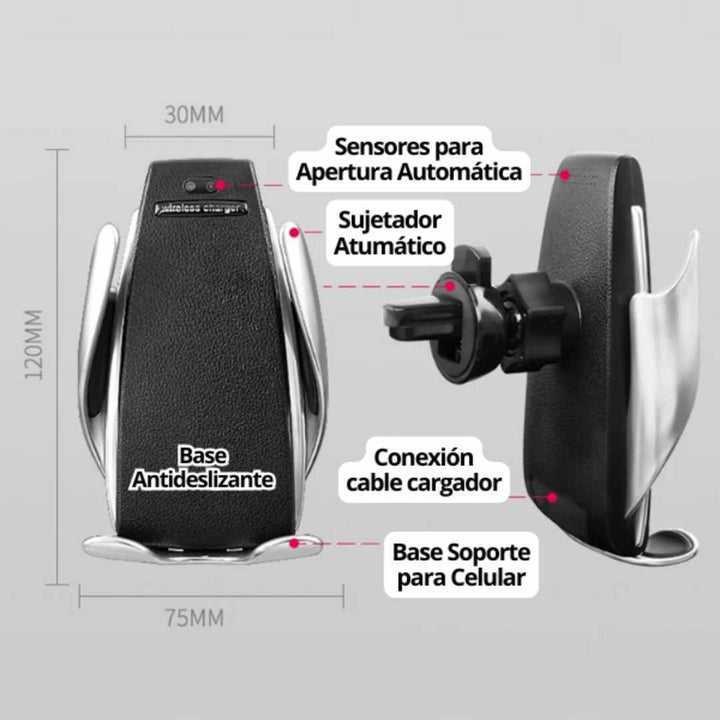 CARGADOR INALÁMBRICO Y SOPORTE AUTOMÁTICO PARA CARRO - 40%OFF🔥