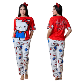 Pijama 3 Piezas Piel de Durazno (Camisa + Pantalón + Short)