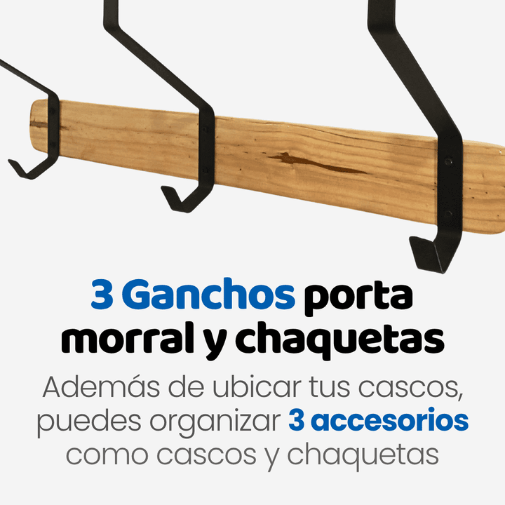 Soporte PREMIUM para 3 Cascos + 3 Accesorios