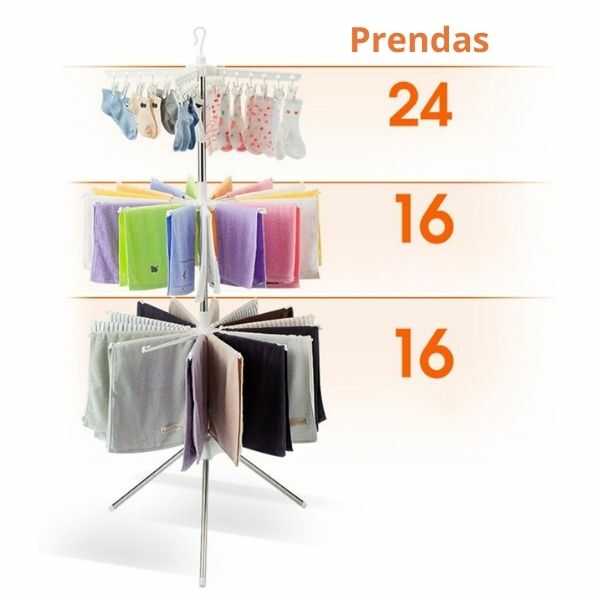 TENDEDERO AHORRADOR DE ESPACIO - Plegable, Giratorio, Acero Inoxidable