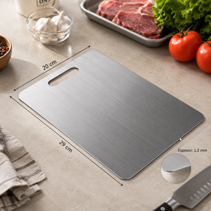Tabla de Corte HygienCut® — Acero Inoxidable Grado Alimenticio