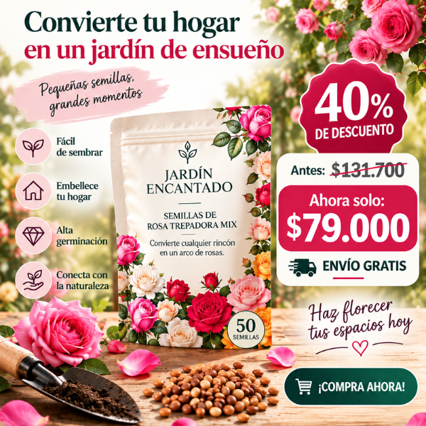 Jardín Encantado – Semillas de Rosa Trepadora Mix (50 semillas)