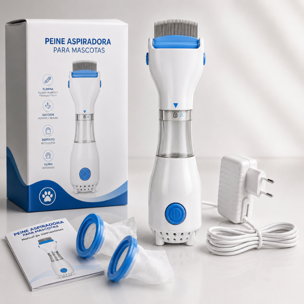 FleaAway Pro™ – Peine Aspirador 2en1 Antipulgas para Perros y Gatos