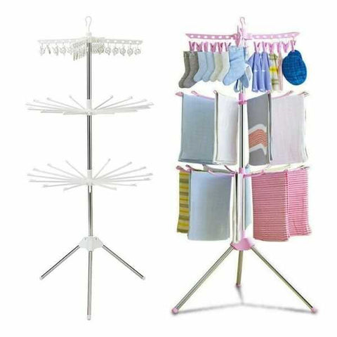 TENDEDERO AHORRADOR DE ESPACIO - Plegable, Giratorio, Acero Inoxidable